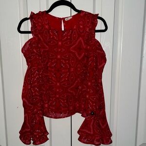 Stunning Hollister Ladies Red Bandana Blouse sz Small